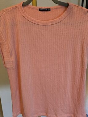 Staccato Peachy Coral Ribbed Short Sleeve Tee